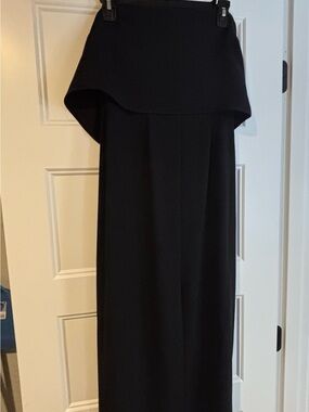 Amanda Uprichard Black Strapless Maxi Gown with Overlay